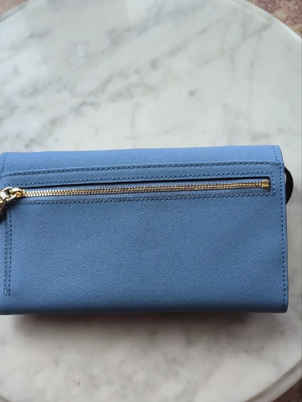 kate spade Blue Saffiano Leather Continental Wallet